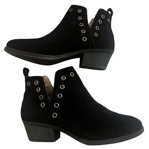 Skechers Lasso-Auger Suede Leather Ankle Boots Black Size 8 M SN 49948 EUC